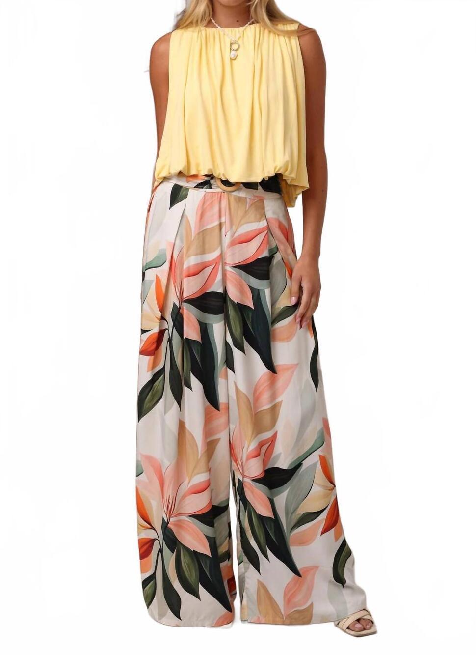 NEW SHORE san jose buckle pants in floral fresca